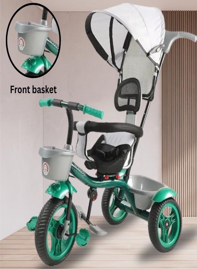 Maanit Kids Tricycle with Canopy, Dual Storage Basket & Parental Handle Control - Comfort Seat, Ages 1.5-5 Years - Toddler Tricycle, Baby Cycle with Easy Steering (Green) - Image 3